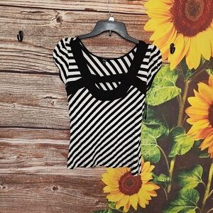Striped Black and White Women's Top